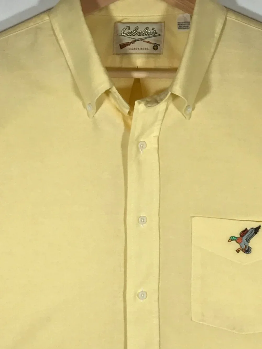 Cabela's Men's 17.5 XXL Yellow Long Sleeve Button Up Button Down Collar Shirt